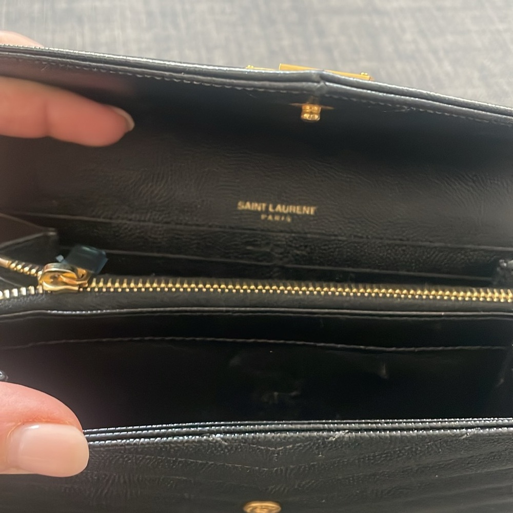 YSL Matelasse Chevron Flap Wallet Black - Picture 5 of 6